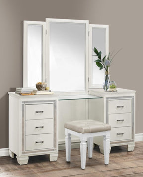 Homelegance Allura Vanity Dresser with Mirror in White 1916W-15* - Half Price Furniture