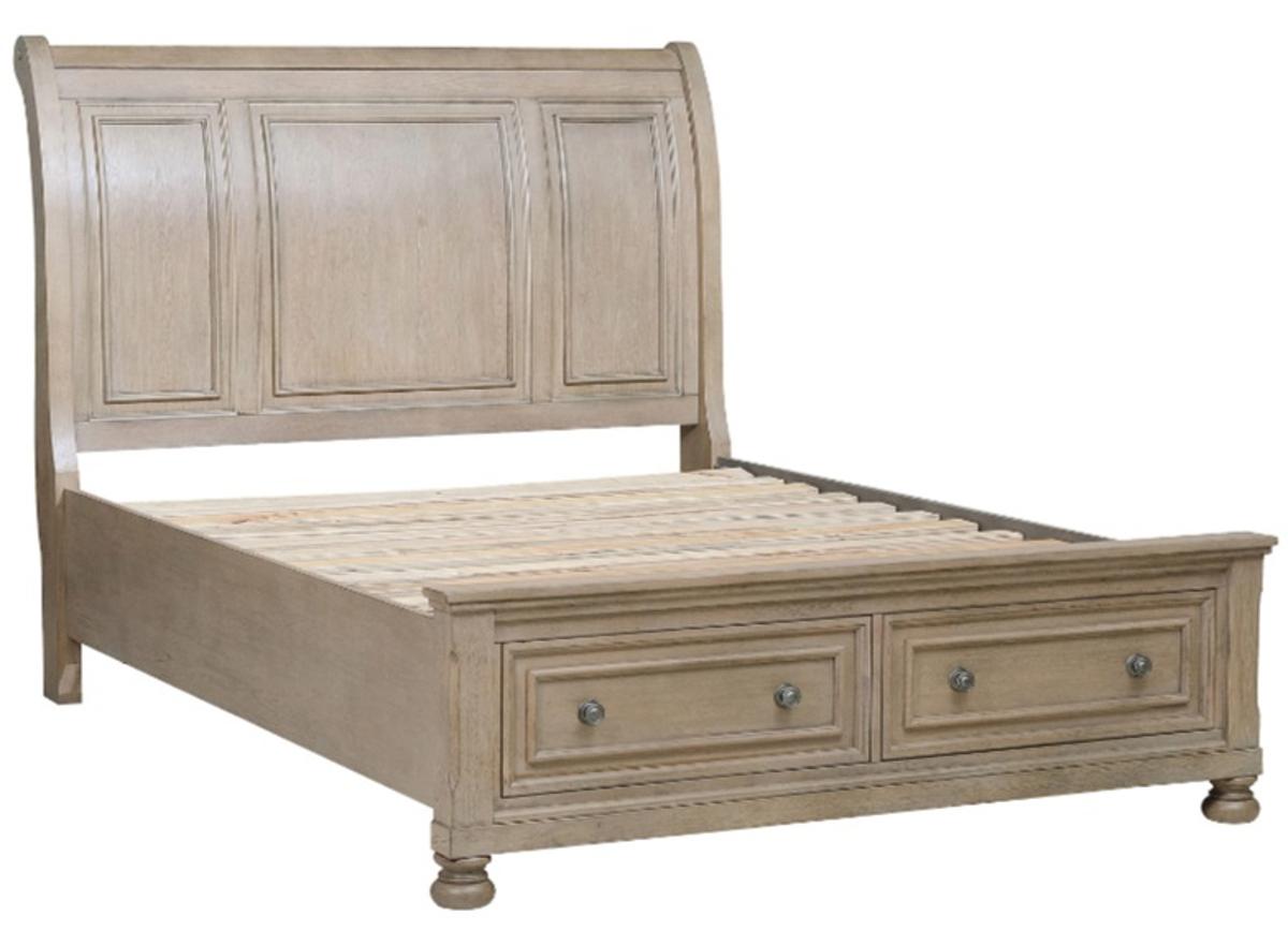 Homelegance Bethel Queen Sleigh Platform Bed with Footboard Storage in Gray 2259GY-1* - Half Price Furniture