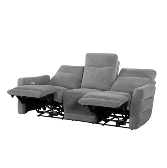 Homelegance Furniture Edition Power Double Lay Flat Reclining Sofa in Dove Grey 9804DV-3PWH - Half Price Furniture