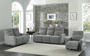 Homelegance Furniture Edition Power Double Lay Flat Reclining Loveseat in Dove Grey 9804DV-2PWH - Half Price Furniture