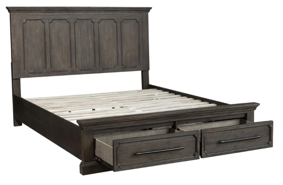 Homelegance Taulon King Platform Bed with Footboard Storage in Dark Oak 5438K-1EK* - Half Price Furniture