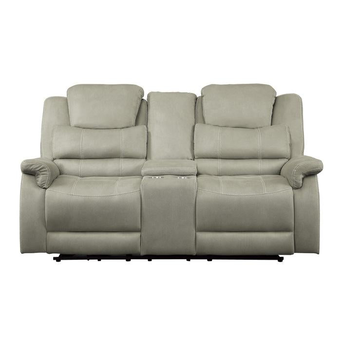 Homelegance Furniture Shola Power Double Reclining Loveseat in Gray Half Price Furniture