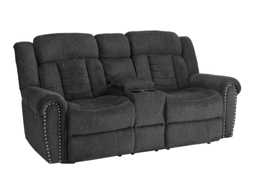 Homelegance Furniture Nutmeg Double Reclining Loveseat in Charcoal Gray 9901CC-2 - Half Price Furniture