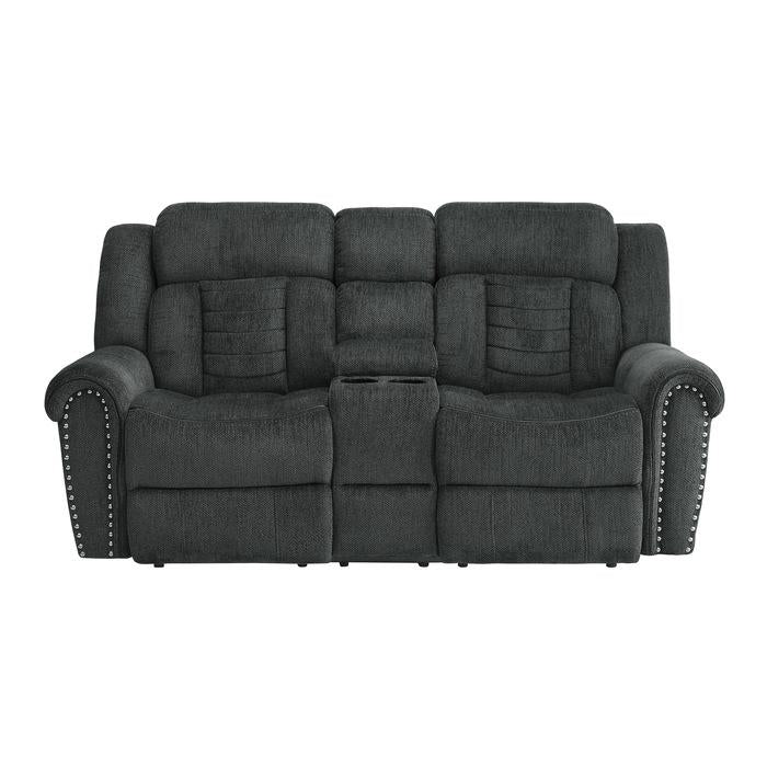 Homelegance Furniture Nutmeg Double Reclining Loveseat in Charcoal Gray 9901CC-2 Half Price Furniture