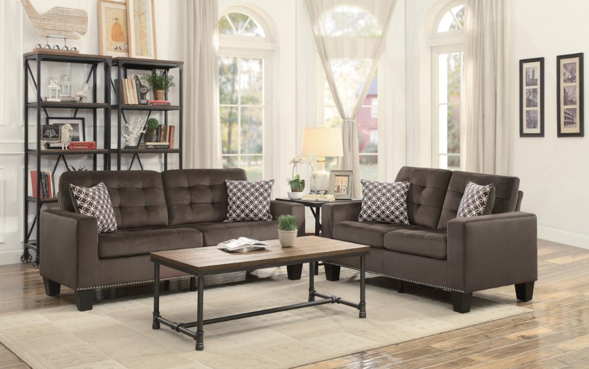 Homelegance Furniture Lantana Loveseat in Chocolate 9957CH-2 Half Price Furniture