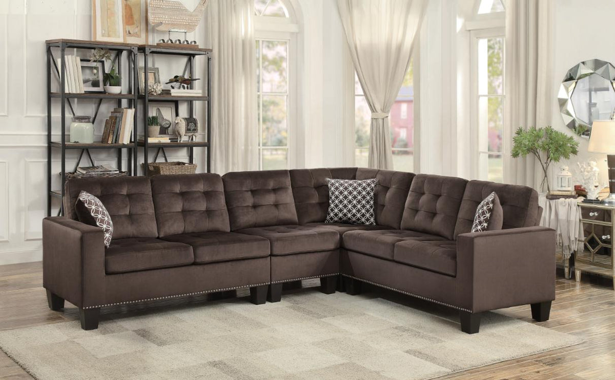 Homelegance Furniture Lantana 2-Piece Reversible Sectional in Chocolate 9957CH*SC - Sectional - Half Price Furniture