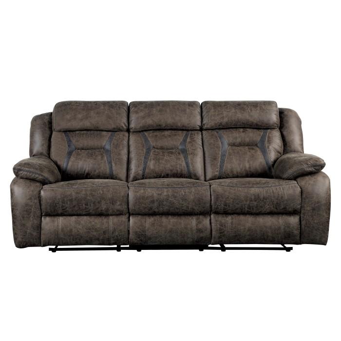 Homelegance Furniture Madrona Double Reclining Sofa in Dark Brown 9989DB-3 Half Price Furniture