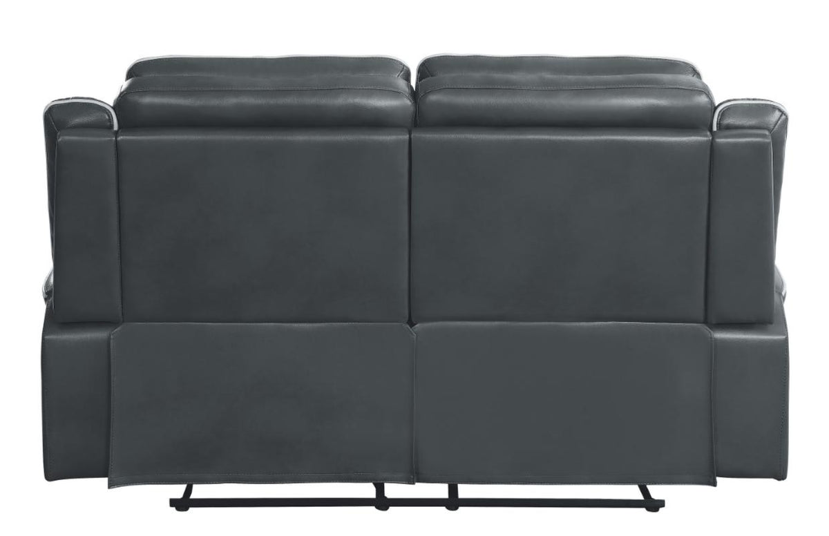 Homelegance Furniture Darwan Double Lay Flat Reclining Loveseat in Dark Gray - Half Price Furniture