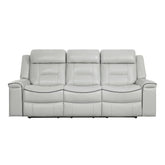 Homelegance Furniture Darwan Double Lay Flat Reclining Sofa in Light Gray Half Price Furniture