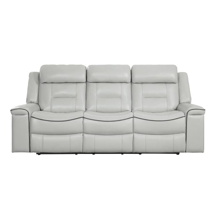 Homelegance Furniture Darwan Double Lay Flat Reclining Sofa in Light Gray Half Price Furniture