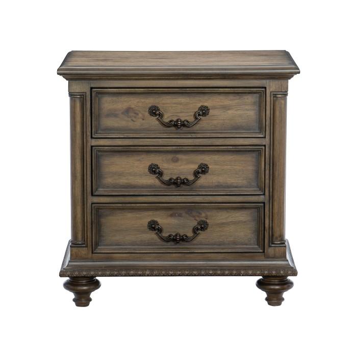 Homelegance Furniture Rachelle 3 Drawer Nightstand in Weathered Pecan 1693-4 Half Price Furniture