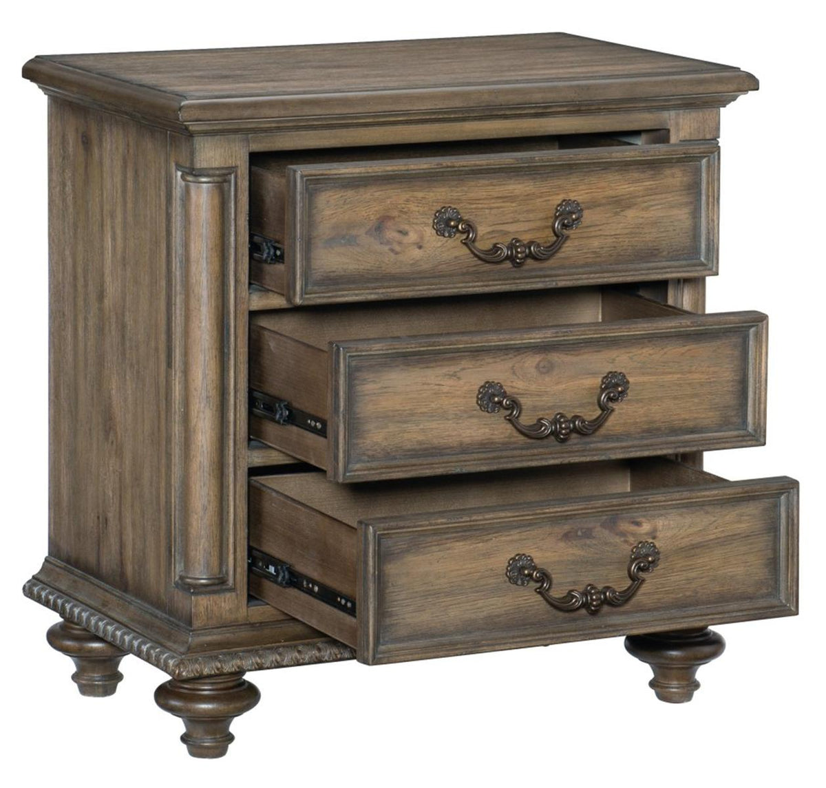 Homelegance Furniture Rachelle 3 Drawer Nightstand in Weathered Pecan 1693-4 - Nightstand - Half Price Furniture