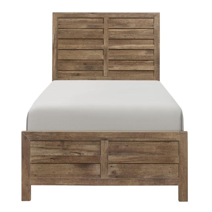 Homelegance Furniture Mandan Twin Panel Bed in Weathered Pine 1910T-1* Half Price Furniture