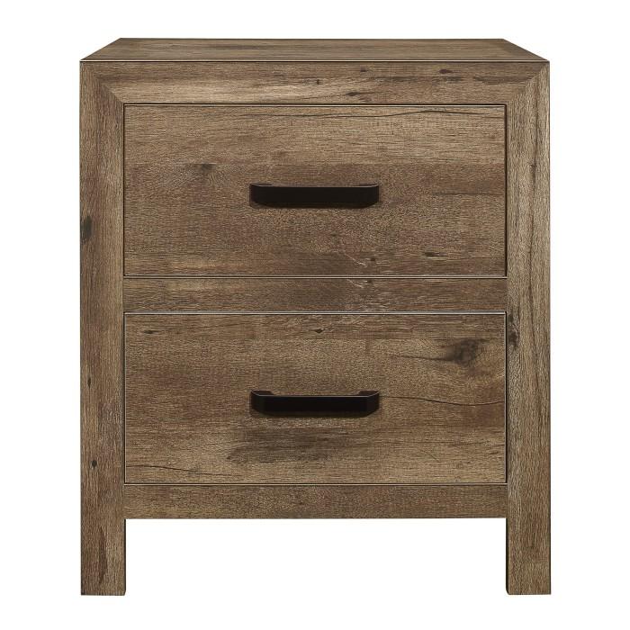 Homelegance Furniture Mandan 2 Drawer Nightstand in Weathered Pine 1910-4 Half Price Furniture