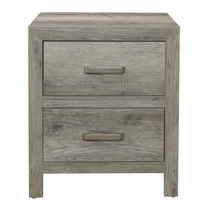 Homelegance Furniture Mandan 2 Drawer Nightstand in Weathered Gray 1910GY-4 Half Price Furniture