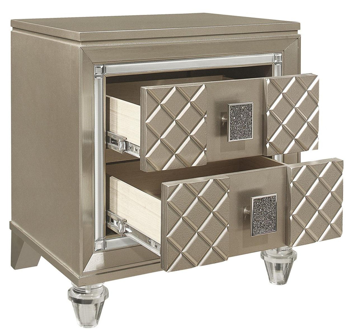 Homelegance Furniture Youth Loudon 2 Drawer Nightstand in Champagne Metallic B1515-4 - Half Price Furniture