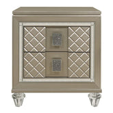 Homelegance Furniture Youth Loudon 2 Drawer Nightstand in Champagne Metallic B1515-4 Half Price Furniture