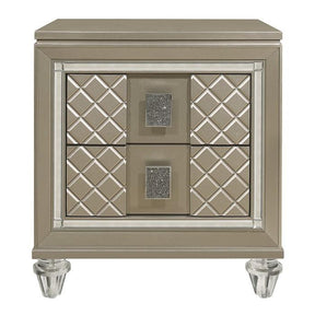 Homelegance Furniture Youth Loudon 2 Drawer Nightstand in Champagne Metallic B1515-4 Half Price Furniture