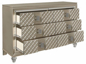 Homelegance Furniture Youth Loudon 6 Drawer Dresser in Champagne Metallic B1515-5 - Half Price Furniture