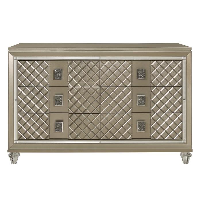 Homelegance Furniture Youth Loudon 6 Drawer Dresser in Champagne Metallic B1515-5 Half Price Furniture