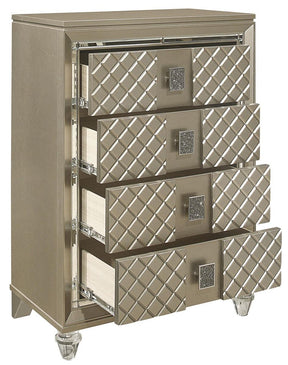 Homelegance Furniture Youth Loudon 4 Drawer Chest in Champagne Metallic B1515-9 - Half Price Furniture