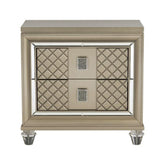 Homelegance Furniture Loudon 2 Drawer Nightstand in Champagne Metallic 1515-4 Half Price Furniture