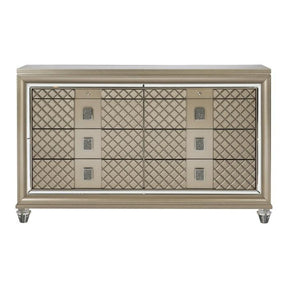 Homelegance Furniture Loudon 8 Drawer Dresser in Champagne Metallic 1515-5 Half Price Furniture