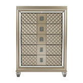 Homelegance Furniture Loudon 5 Drawer Chest in Champagne Metallic 1515-9 Half Price Furniture