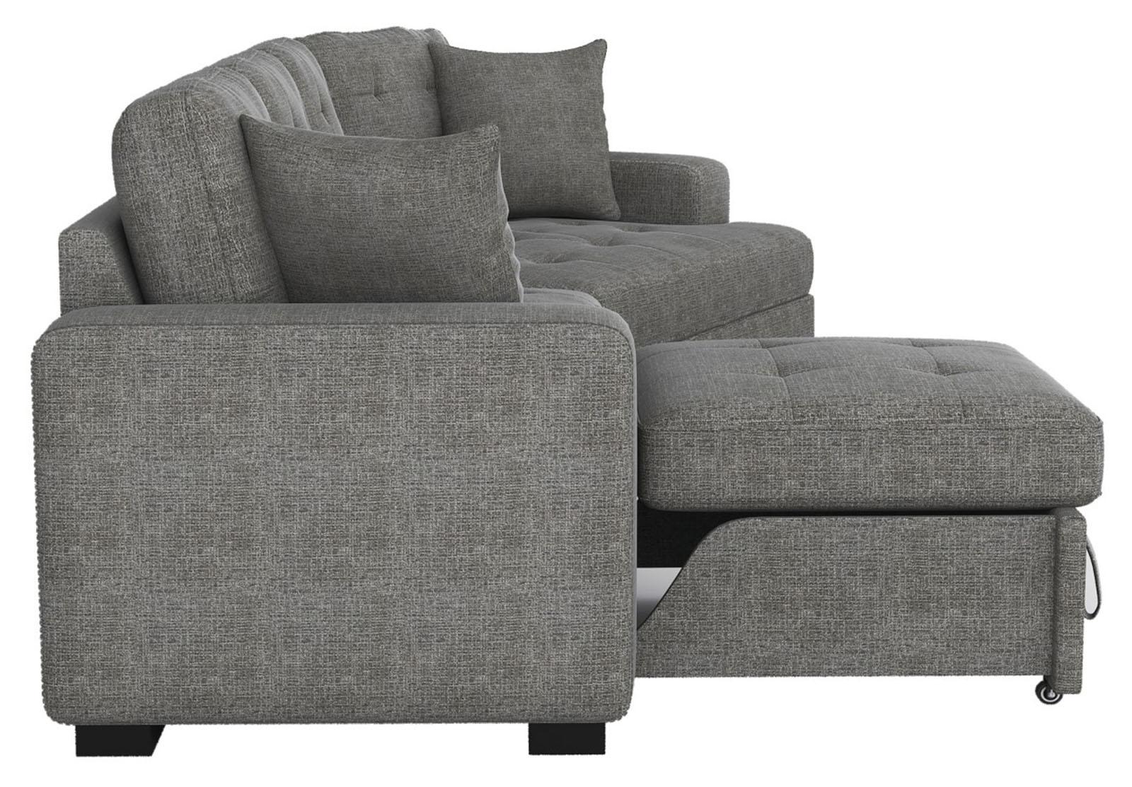 Homelegance Furniture Logansport Left Side 2-Seater with Pull-out Ottoman and 1 Pillow in Gray 9401GRY-2L - Half Price Furniture