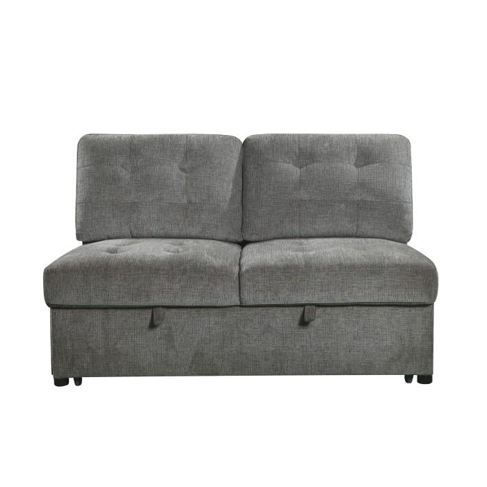 Homelegance Furniture Logansport Armless 2-Seater with Pull-out Bed in Gray 9401GRY-2A Half Price Furniture