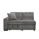 Homelegance Furniture Logansport Left Side 2-Seater with Pull-out Ottoman and 1 Pillow in Gray 9401GRY-2L Half Price Furniture