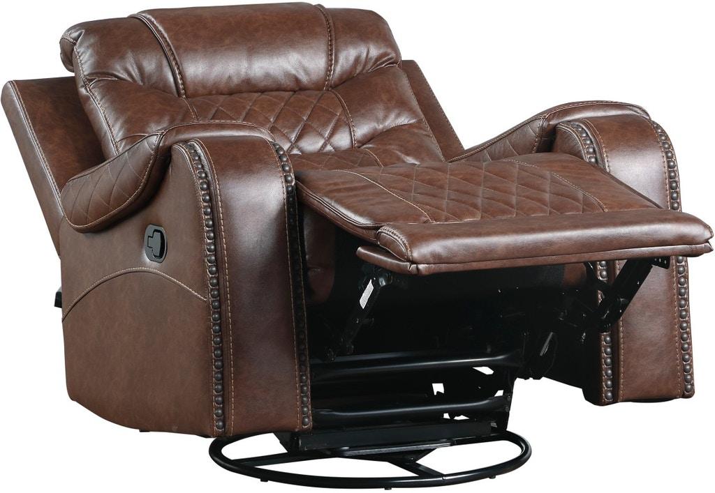 Homelegance Furniture Putnam Swivel Glider Reclining Chair in Brown 9405BR-1 - Half Price Furniture