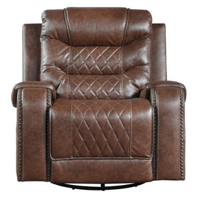 Homelegance Furniture Putnam Swivel Glider Reclining Chair in Brown 9405BR-1 Half Price Furniture