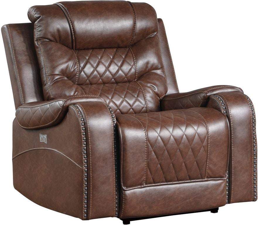 Homelegance Furniture Putnam Power Reclining Chair in Brown 9405BR-1PW - Half Price Furniture