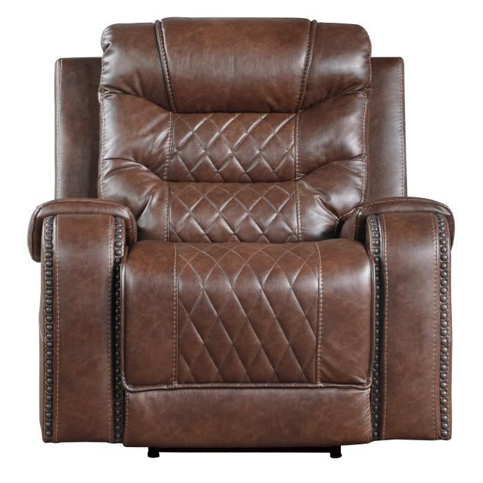 Homelegance Furniture Putnam Power Reclining Chair in Brown 9405BR-1PW Half Price Furniture