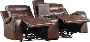 Homelegance Furniture Putnam Power Double Reclining Loveseat in Brown 9405BR-2PW - Half Price Furniture