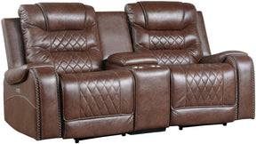 Homelegance Furniture Putnam Power Double Reclining Loveseat in Brown 9405BR-2PW - Half Price Furniture