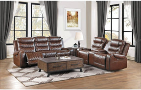 Homelegance Furniture Putnam Power Double Reclining Loveseat in Brown 9405BR-2PW - Half Price Furniture