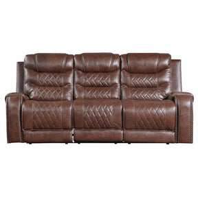 Homelegance Furniture Putnam Power Double Reclining Sofa with Drop-Down in Brown 9405BR-3PW Half Price Furniture