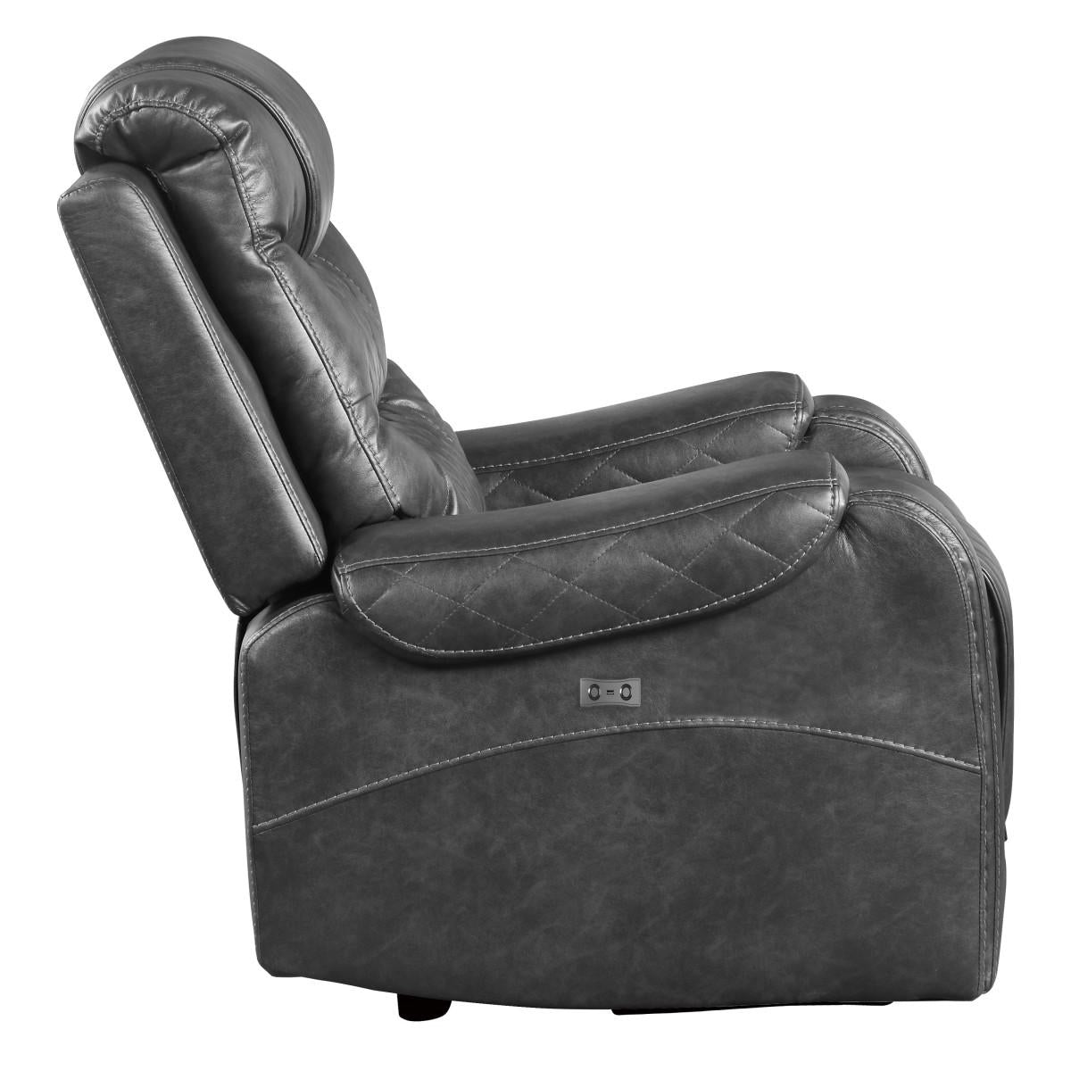 Homelegance Furniture Putnam Power Reclining Chair in Gray 9405GY-1PW - Half Price Furniture