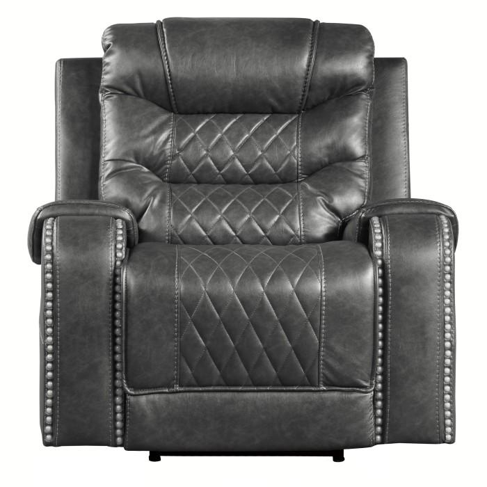 Homelegance Furniture Putnam Power Reclining Chair in Gray 9405GY-1PW Half Price Furniture