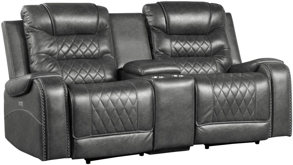 Homelegance Furniture Putnam Double Glider Reclining Loveseat in Gray 9405GY-2 - Half Price Furniture