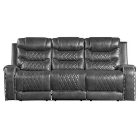 Homelegance Furniture Putnam Power Double Reclining Sofa with Drop-Down in Gray 9405GY-3PW Half Price Furniture