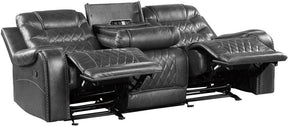 Homelegance Furniture Putnam Power Double Reclining Sofa with Drop-Down in Gray 9405GY-3PW - Half Price Furniture