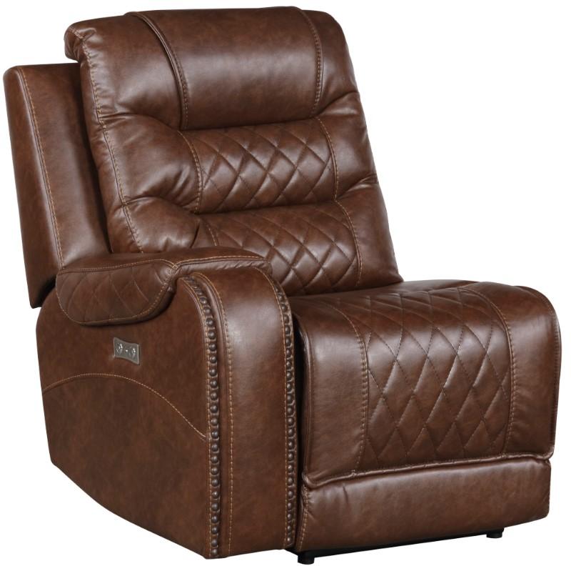 Homelegance Furniture Putnam Power Left Side Reclining Chair with USB Port in Brown 9405BR-LRPW Half Price Furniture