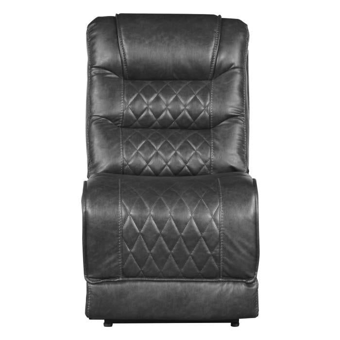 Homelegance Furniture Putnam Power Armless Reclining Chair in Gray 9405GY-ARPW Half Price Furniture