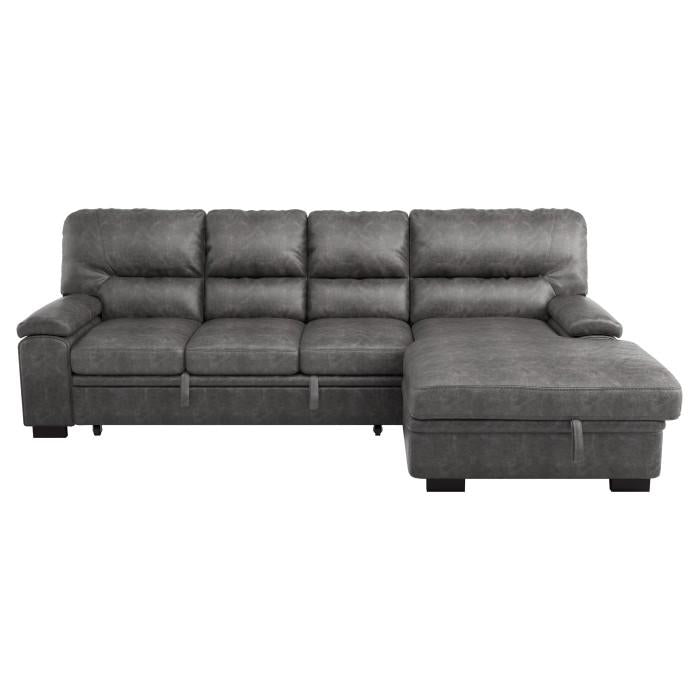 Homelegance Furniture Michigan Sectional with Pull Out Bed and Right Chaise in Dark Gray 9407DG*2RC3L Half Price Furniture