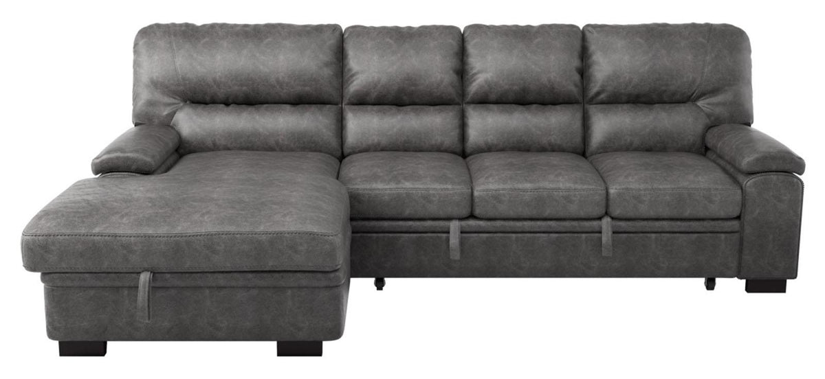 Homelegance Furniture Michigan Sectional with Pull Out Bed and Left Chaise in Dark Gray 9407DG*2LC3R - Half Price Furniture