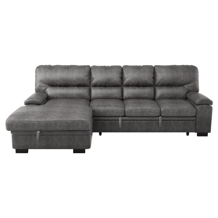 Homelegance Furniture Michigan Sectional with Pull Out Bed and Left Chaise in Dark Gray 9407DG*2LC3R Half Price Furniture