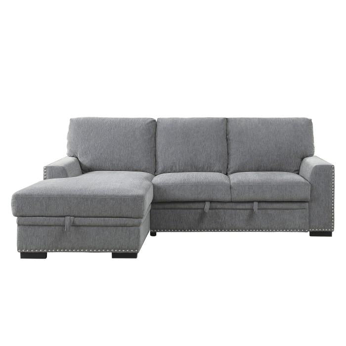 Homelegance Furniture Morelia 2pc Sectional with Pull Out Bed and Left Chaise in Dark Gray 9468DG*2LC2R Half Price Furniture